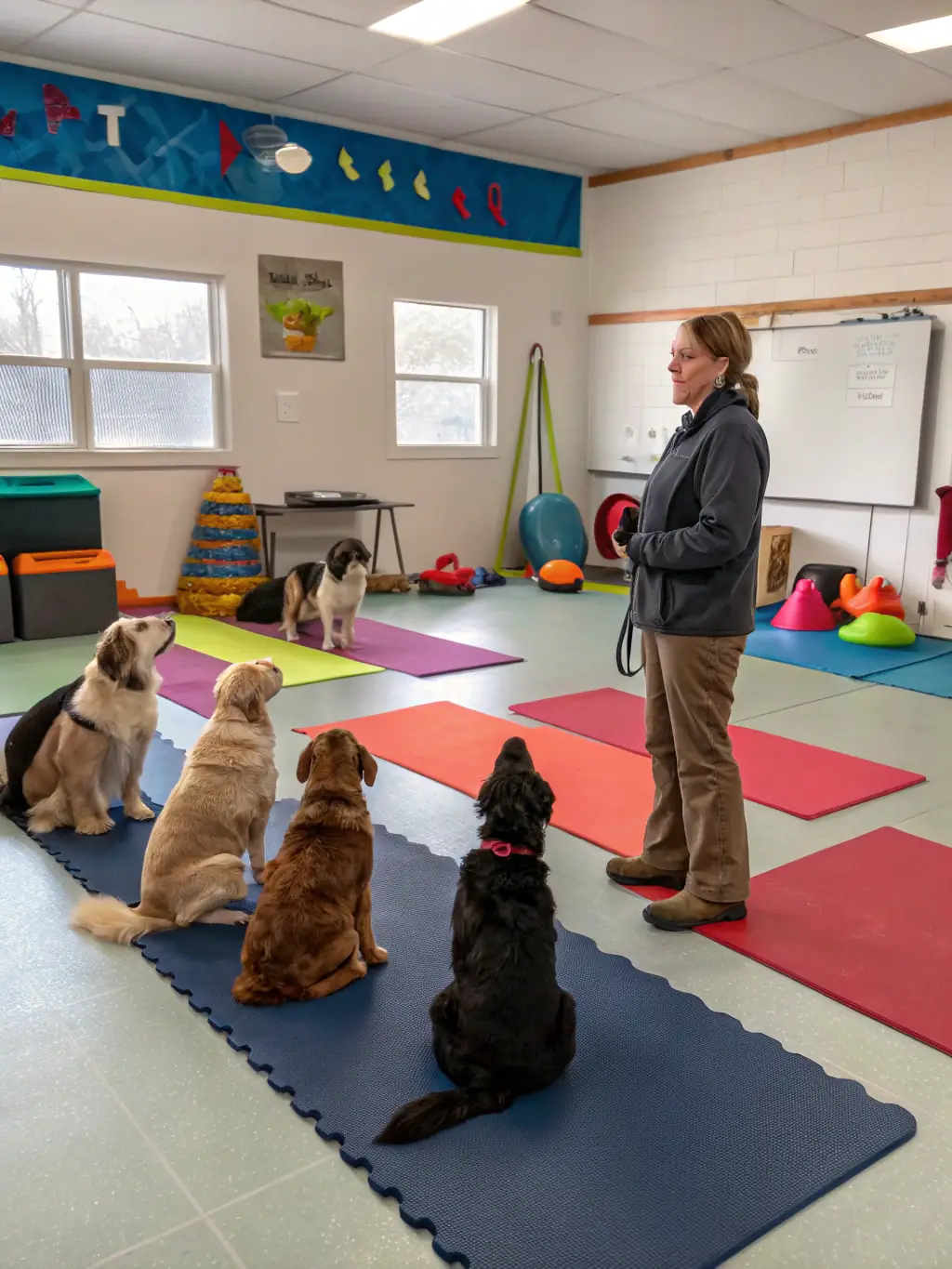 A group of children participating in an educational workshop organized by LES LOUPS MAGIC DE CHARENTE, learning about Nordic dog breeds, responsible pet ownership, and the history of dog sledding.